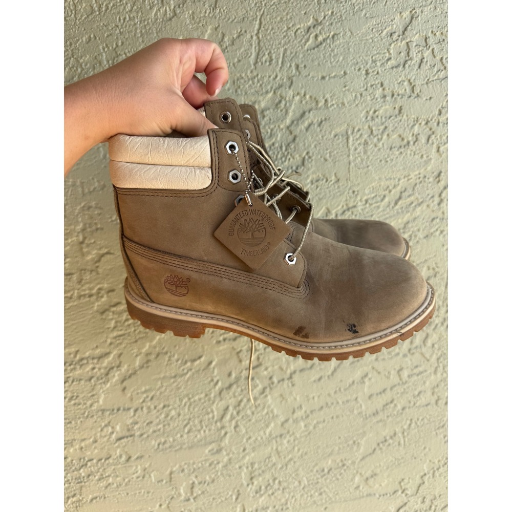 Timberland 6 Inch Premium Waterproof Boots Taupe Cream Womens 8.5 M